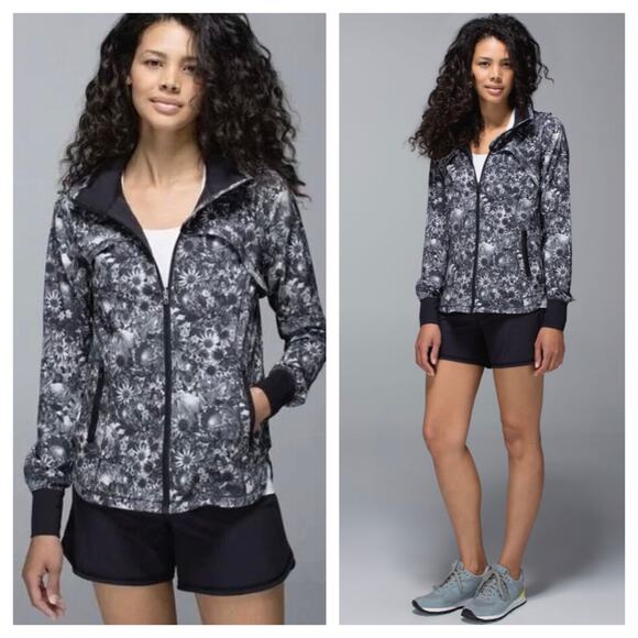 Lululemon Bring Back The Track Jacket Size 8 Flowabunga Black Grey Angel Wing - Picture 1 of 13